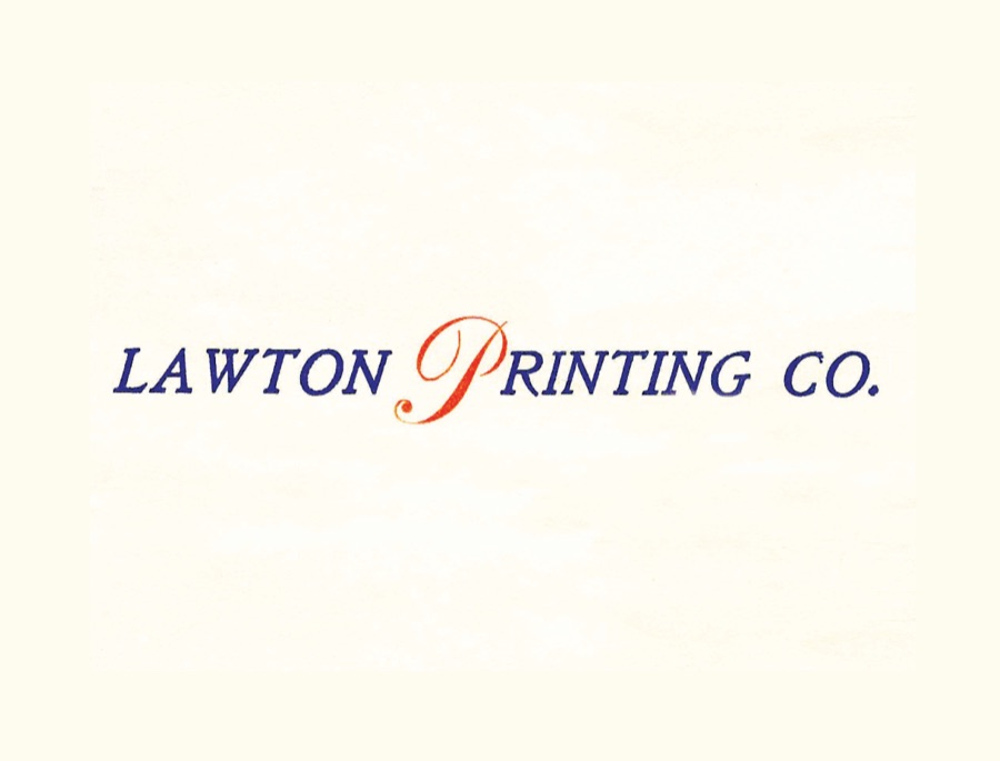 Lawton Printing Co., set in script on a printed card