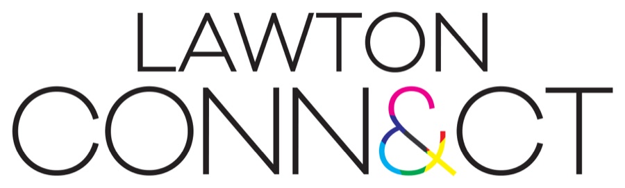 The current mark, Lawton Connect, with the CMYK ampersand